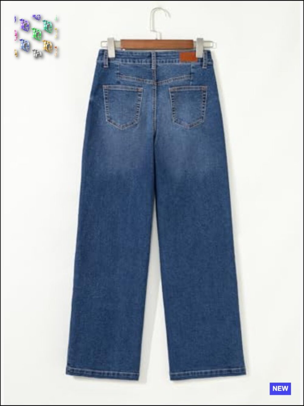 Wide Leg Jeans High Waisted Stretchy Baggy Front Seam Denim Pants Y2K Chic - Picture 7 of 7